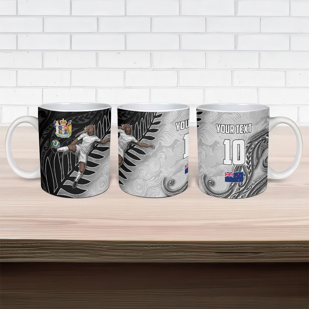 Personalized New Zealand Football Ceramic Mug Kiwi Mascot with Silver Fern - Maori Tribal Tattoo Art