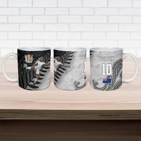Personalized New Zealand Football Ceramic Mug Kiwi Mascot with Silver Fern - Maori Tribal Tattoo Art