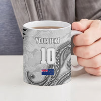 Personalized New Zealand Football Ceramic Mug Kiwi Mascot with Silver Fern - Maori Tribal Tattoo Art
