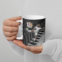 Personalized New Zealand Football Ceramic Mug Kiwi Mascot with Silver Fern - Maori Tribal Tattoo Art