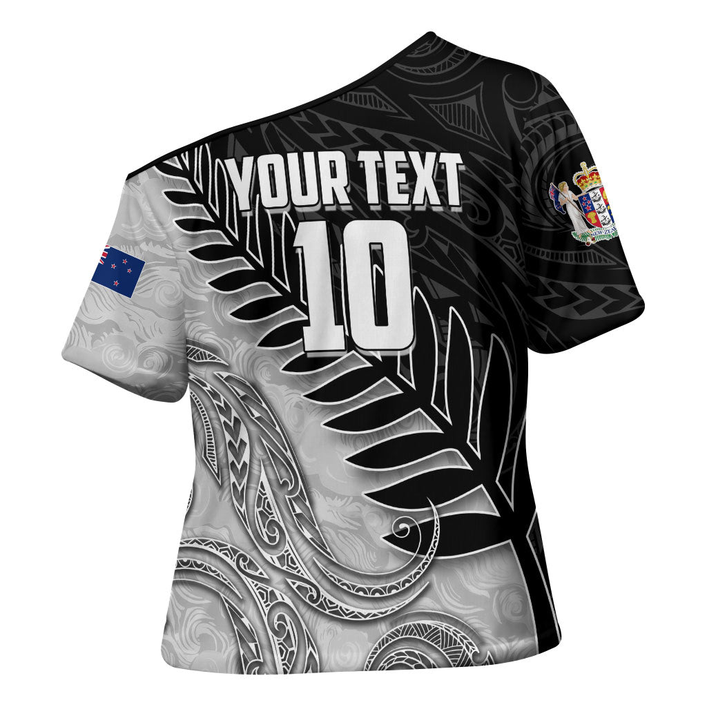 Personalized New Zealand Football Cross Shoulder Shirt Kiwi Mascot with Silver Fern - Maori Tribal Tattoo Art TS04 - Polynesian Pride