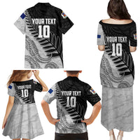 Personalized New Zealand Football Family Matching Puletasi and Hawaiian Shirt Kiwi Mascot with Silver Fern - Maori Tribal Tattoo Art TS04 - Polynesian Pride