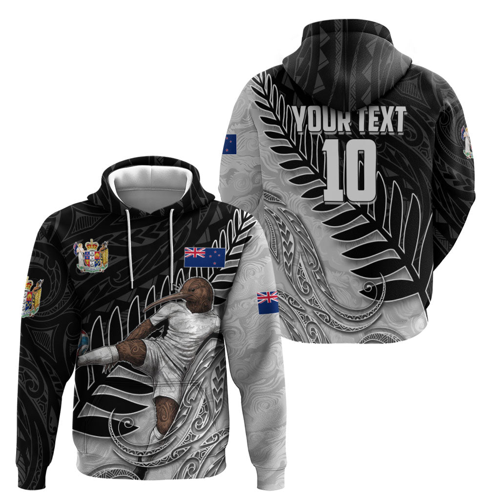 Personalized New Zealand Football Hoodie Kiwi Mascot with Silver Fern - Maori Tribal Tattoo Art TS04 - Polynesian Pride