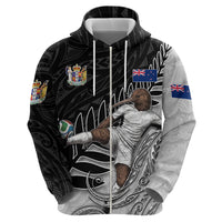 Personalized New Zealand Football Hoodie Kiwi Mascot with Silver Fern - Maori Tribal Tattoo Art TS04 - Polynesian Pride