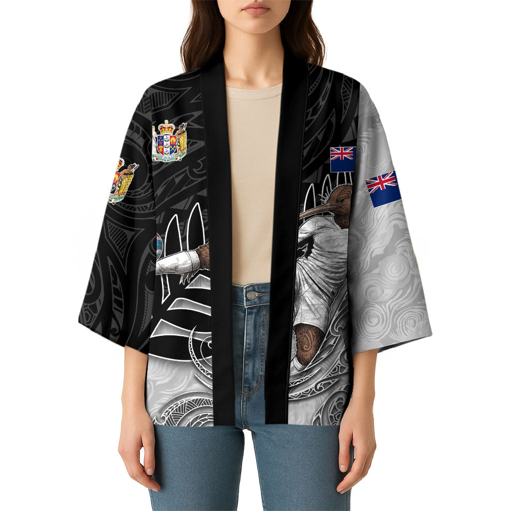 Personalized New Zealand Football Kimono Kiwi Mascot with Silver Fern - Maori Tribal Tattoo Art TS04 - Polynesian Pride