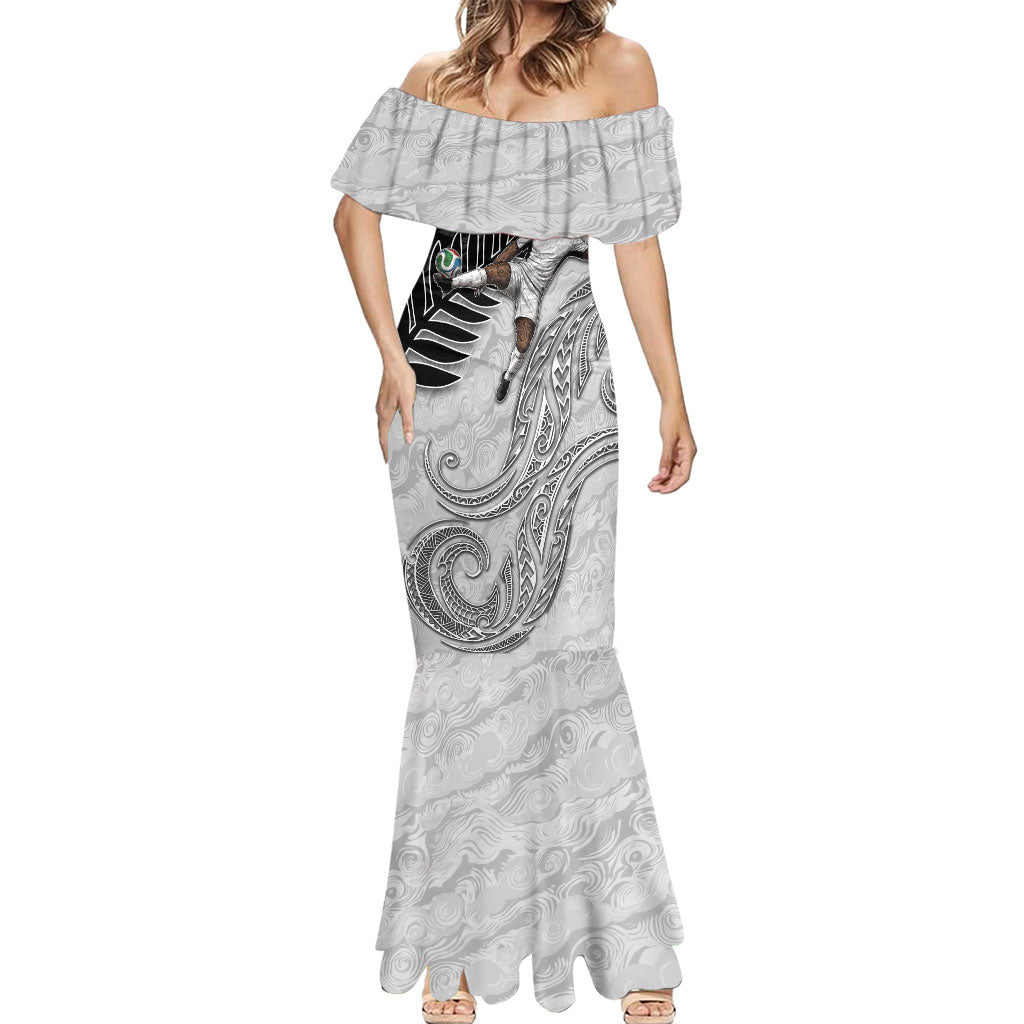 Personalized New Zealand Football Mermaid Dress Kiwi Mascot with Silver Fern - Maori Tribal Tattoo Art TS04 - Polynesian Pride