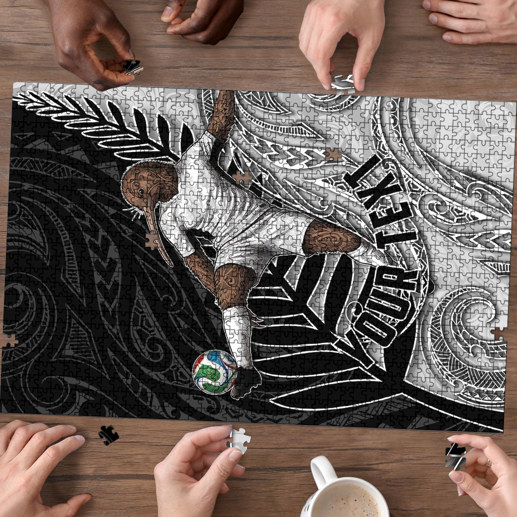 Personalized New Zealand Football Puzzle Kiwi Mascot with Silver Fern - Maori Tribal Tattoo Art TS04 - Polynesian Pride