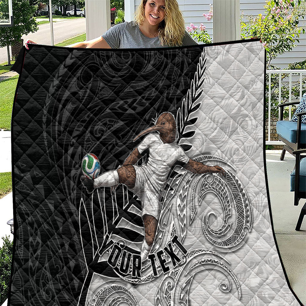 Personalized New Zealand Football Quilt Kiwi Mascot with Silver Fern - Maori Tribal Tattoo Art