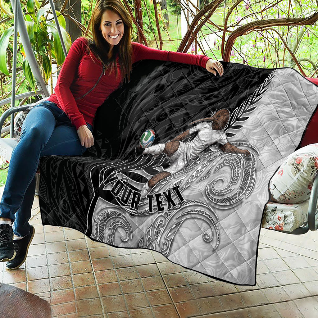 Personalized New Zealand Football Quilt Kiwi Mascot with Silver Fern - Maori Tribal Tattoo Art TS04 - Polynesian Pride