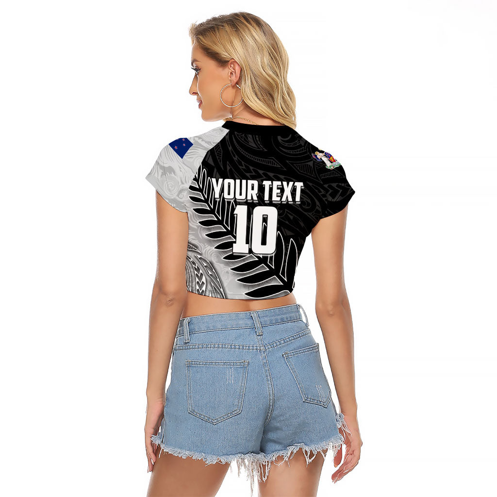 Personalized New Zealand Football Raglan Cropped T Shirt Kiwi Mascot with Silver Fern - Maori Tribal Tattoo Art TS04 - Polynesian Pride