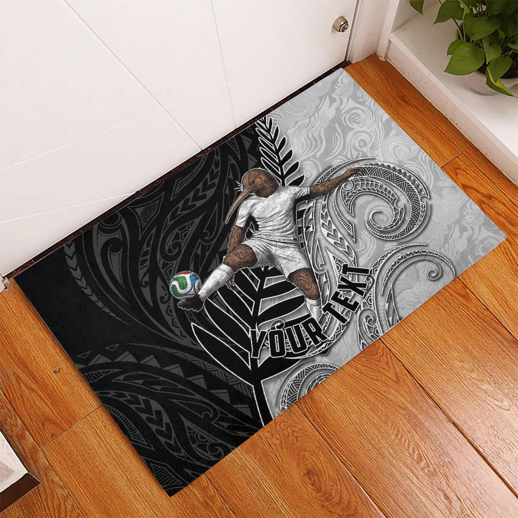 Personalized New Zealand Football Rubber Doormat Kiwi Mascot with Silver Fern - Maori Tribal Tattoo Art TS04 - Polynesian Pride