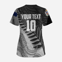 Personalized New Zealand Football Scrub Top Kiwi Mascot with Silver Fern - Maori Tribal Tattoo Art TS04 - Polynesian Pride