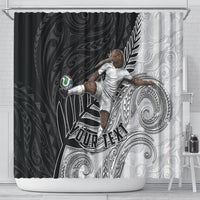 Personalized New Zealand Football Shower Curtain Kiwi Mascot with Silver Fern - Maori Tribal Tattoo Art
