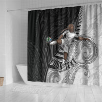 Personalized New Zealand Football Shower Curtain Kiwi Mascot with Silver Fern - Maori Tribal Tattoo Art