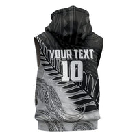 Personalized New Zealand Football Sleeveless Hoodie Kiwi Mascot with Silver Fern - Maori Tribal Tattoo Art TS04 - Polynesian Pride