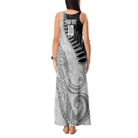 Personalized New Zealand Football Tank Maxi Dress Kiwi Mascot with Silver Fern - Maori Tribal Tattoo Art TS04 - Polynesian Pride