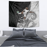 Personalized New Zealand Football Tapestry Kiwi Mascot with Silver Fern - Maori Tribal Tattoo Art TS04 - Polynesian Pride