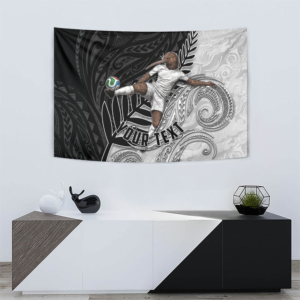 Personalized New Zealand Football Tapestry Kiwi Mascot with Silver Fern - Maori Tribal Tattoo Art TS04 - Polynesian Pride