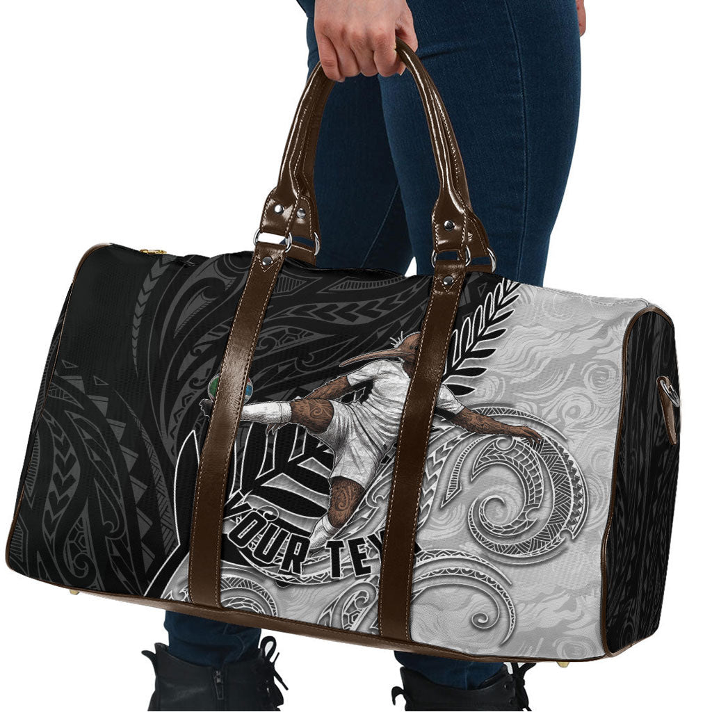 Personalized New Zealand Football Travel Bag Kiwi Mascot with Silver Fern - Maori Tribal Tattoo Art TS04 - Polynesian Pride