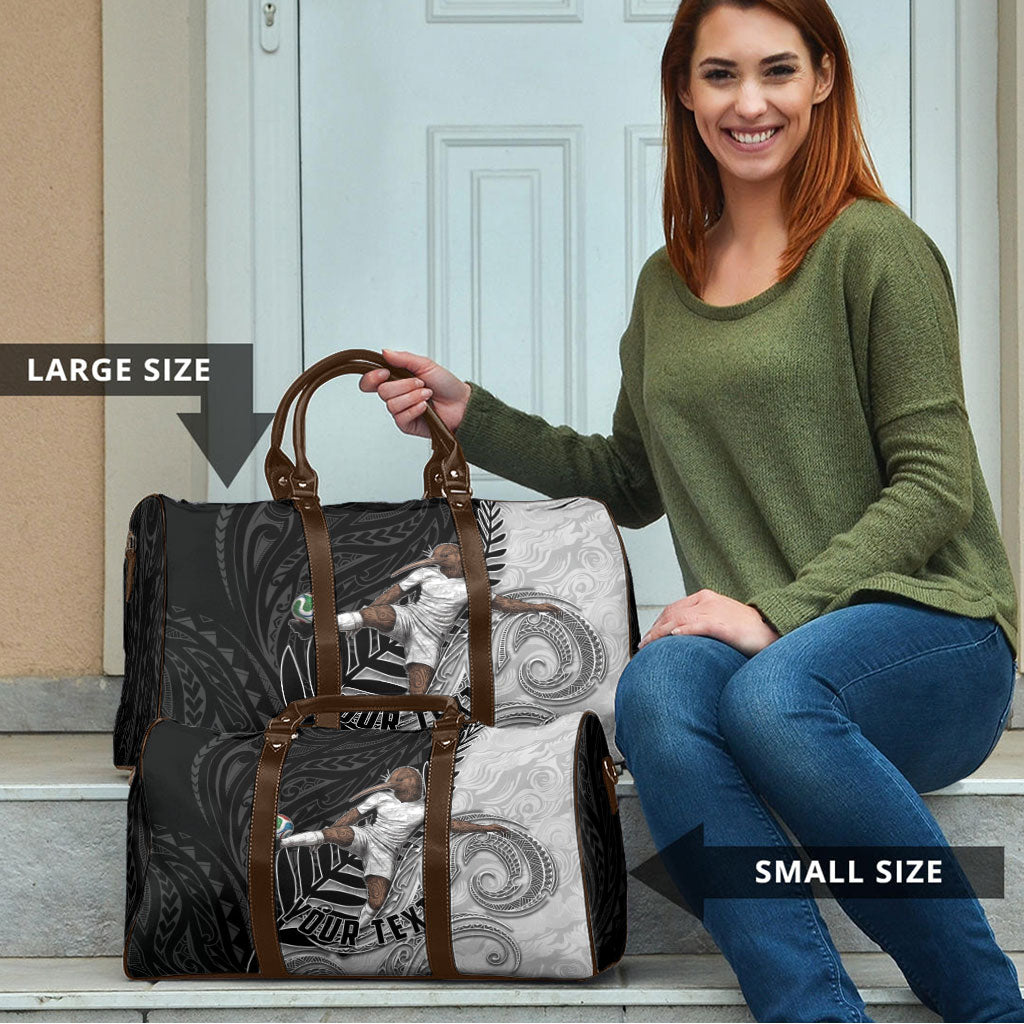 Personalized New Zealand Football Travel Bag Kiwi Mascot with Silver Fern - Maori Tribal Tattoo Art TS04 - Polynesian Pride