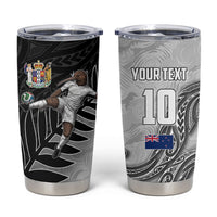 Personalized New Zealand Football Tumbler Cup Kiwi Mascot with Silver Fern - Maori Tribal Tattoo Art