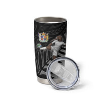 Personalized New Zealand Football Tumbler Cup Kiwi Mascot with Silver Fern - Maori Tribal Tattoo Art