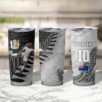 Personalized New Zealand Football Tumbler Cup Kiwi Mascot with Silver Fern - Maori Tribal Tattoo Art