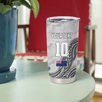 Personalized New Zealand Football Tumbler Cup Kiwi Mascot with Silver Fern - Maori Tribal Tattoo Art