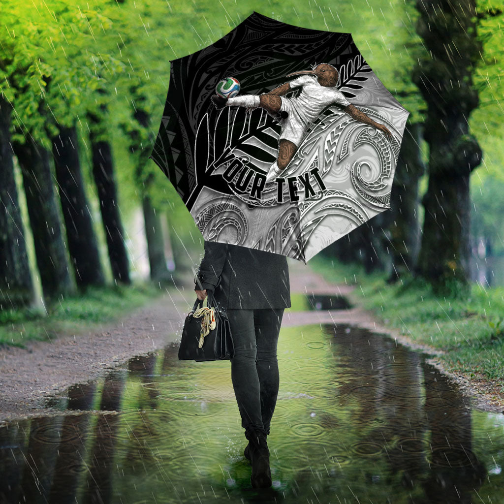 Personalized New Zealand Football Umbrella Kiwi Mascot with Silver Fern - Maori Tribal Tattoo Art TS04 - Polynesian Pride