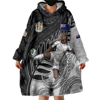 Personalized New Zealand Football Wearable Blanket Hoodie Kiwi Mascot with Silver Fern - Maori Tribal Tattoo Art TS04 - Polynesian Pride
