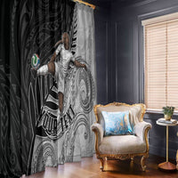 Personalized New Zealand Football Window Curtain Kiwi Mascot with Silver Fern - Maori Tribal Tattoo Art TS04 - Polynesian Pride