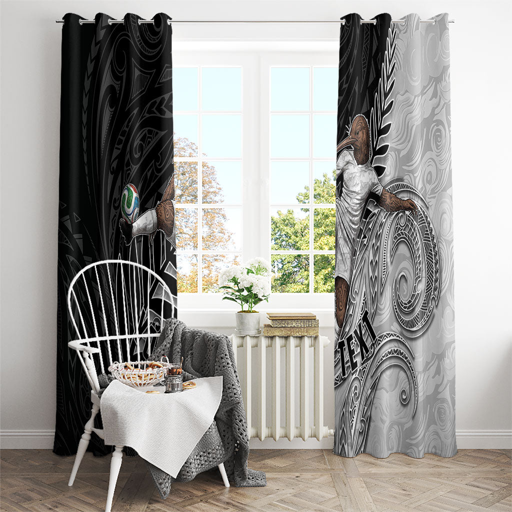 Personalized New Zealand Football Window Curtain Kiwi Mascot with Silver Fern - Maori Tribal Tattoo Art TS04 - Polynesian Pride