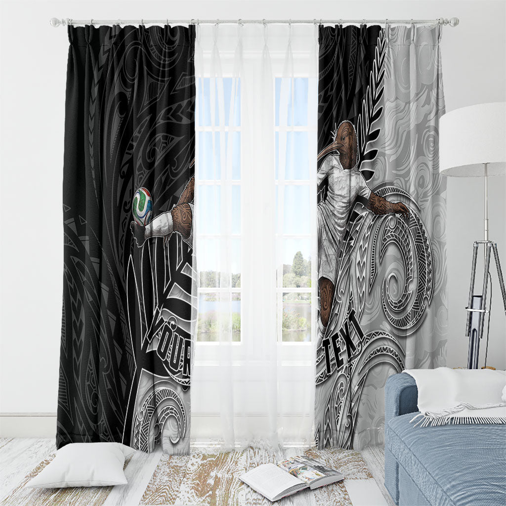 Personalized New Zealand Football Window Curtain Kiwi Mascot with Silver Fern - Maori Tribal Tattoo Art TS04 - Polynesian Pride