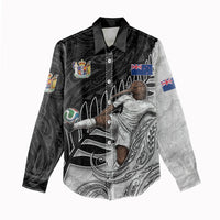 Personalized New Zealand Football Women Casual Shirt Kiwi Mascot with Silver Fern - Maori Tribal Tattoo Art
