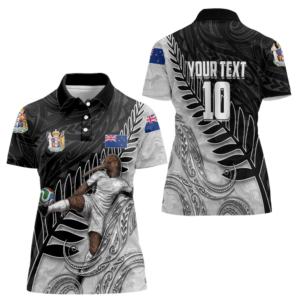 Personalized New Zealand Football Women Polo Shirt Kiwi Mascot with Silver Fern - Maori Tribal Tattoo Art TS04 - Polynesian Pride
