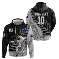 Personalized New Zealand Football Zip Hoodie Kiwi Mascot with Silver Fern - Maori Tribal Tattoo Art TS04 - Polynesian Pride