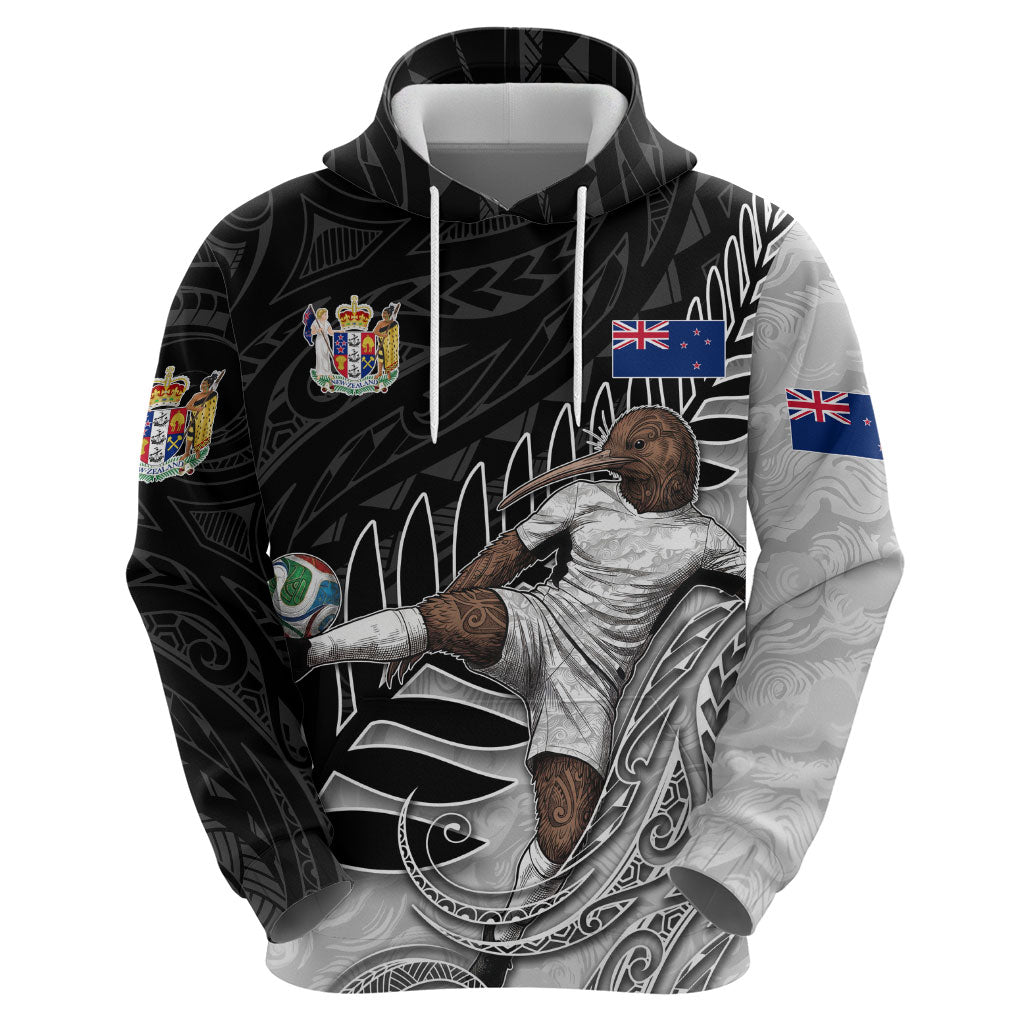 Personalized New Zealand Football Zip Hoodie Kiwi Mascot with Silver Fern - Maori Tribal Tattoo Art TS04 - Polynesian Pride