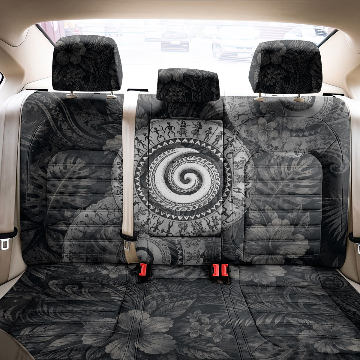 Hawaiian Piko Back Car Seat Cover Cultural Anchor Connect Your Roots Ocean Waves