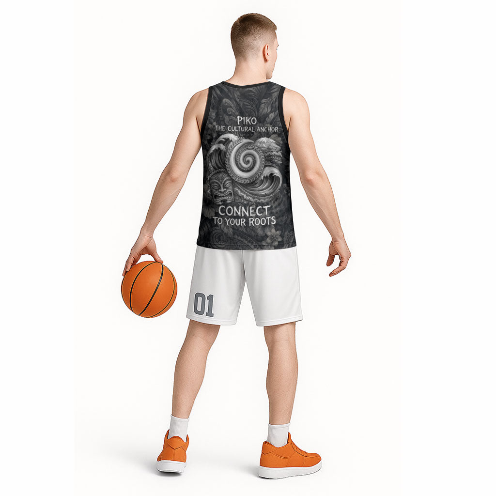 Hawaiian Piko Basketball Jersey Cultural Anchor Connect Your Roots Ocean Waves