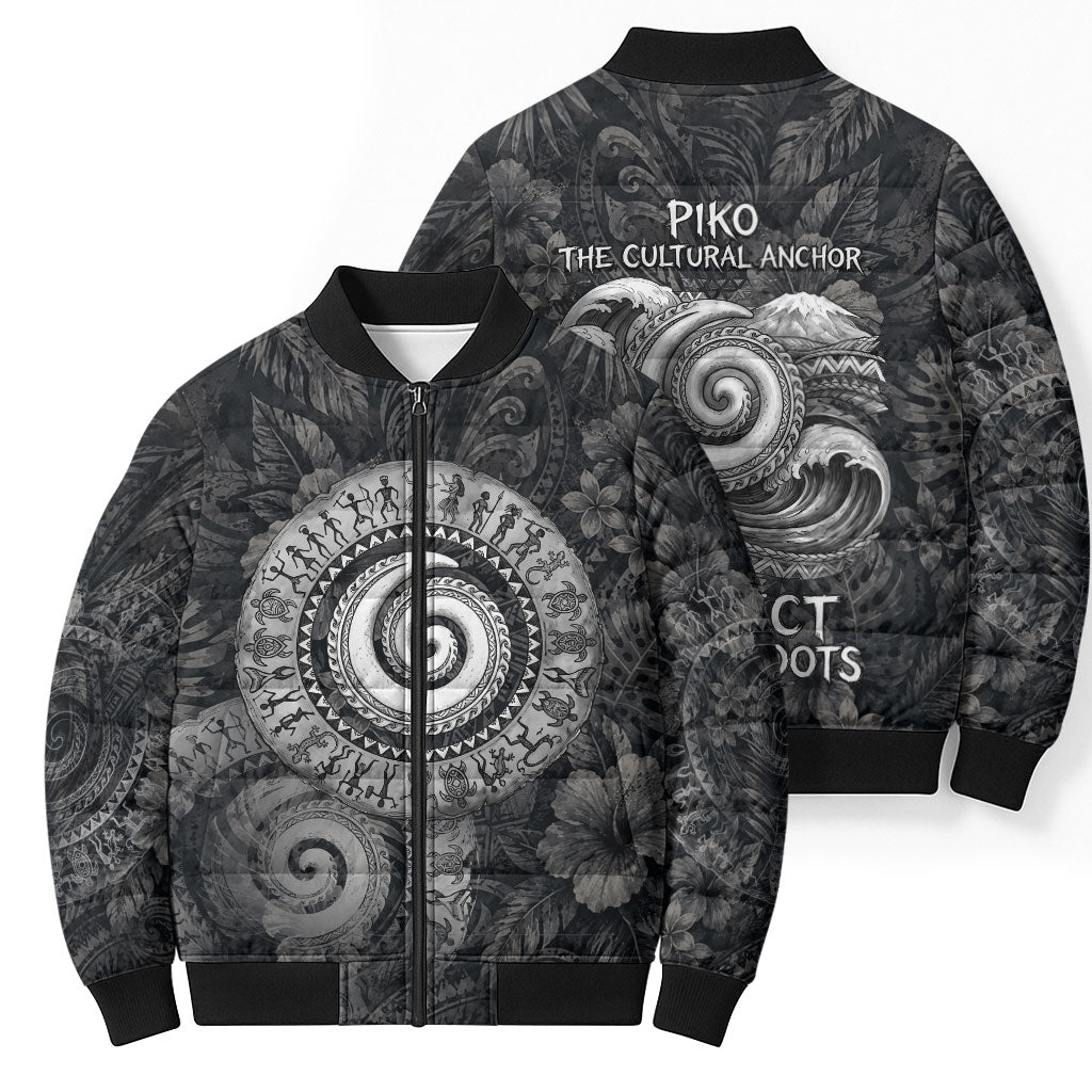 Hawaiian Piko Bomber Puffer Jacket Cultural Anchor Connect Your Roots Ocean Waves