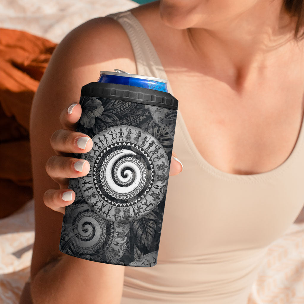 Hawaiian Piko 4 in 1 Can Cooler Tumbler Cultural Anchor Connect Your Roots Ocean Waves