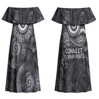 Hawaiian Piko Couples Matching Off Shoulder Maxi Dress and Long Sleeve Button Shirt Cultural Anchor Connect Your Roots Ocean Waves