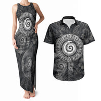 Hawaiian Piko Couples Matching Tank Maxi Dress and Hawaiian Shirt Cultural Anchor Connect Your Roots Ocean Waves