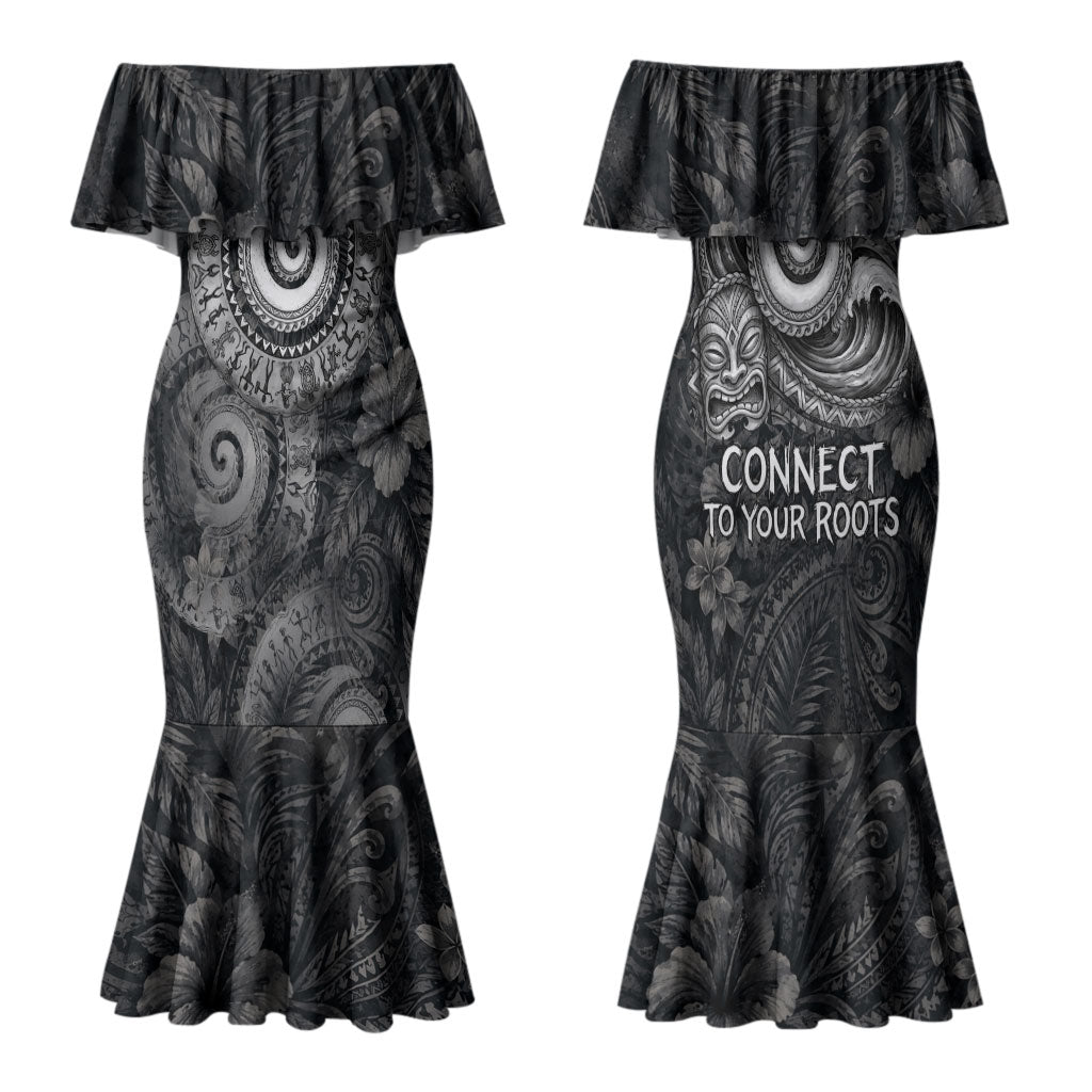 Hawaiian Piko Family Matching Mermaid Dress and Hawaiian Shirt Cultural Anchor Connect Your Roots Ocean Waves