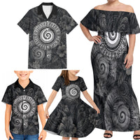 Hawaiian Piko Family Matching Off Shoulder Maxi Dress and Hawaiian Shirt Cultural Anchor Connect Your Roots Ocean Waves
