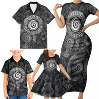 Hawaiian Piko Family Matching Short Sleeve Bodycon Dress and Hawaiian Shirt Cultural Anchor Connect Your Roots Ocean Waves
