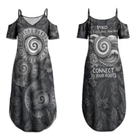 Hawaiian Piko Family Matching Summer Maxi Dress and Hawaiian Shirt Cultural Anchor Connect Your Roots Ocean Waves