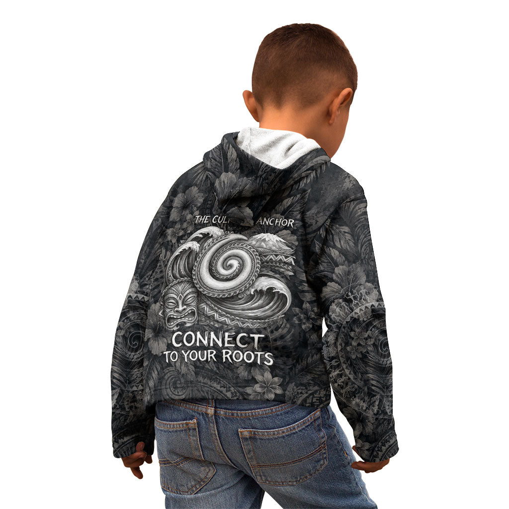 Hawaiian Piko Kid Hoodie Cultural Anchor Connect Your Roots Ocean Waves