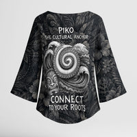 Hawaiian Piko Kimono Sleeve Blouse Cultural Anchor Connect Your Roots Ocean Waves