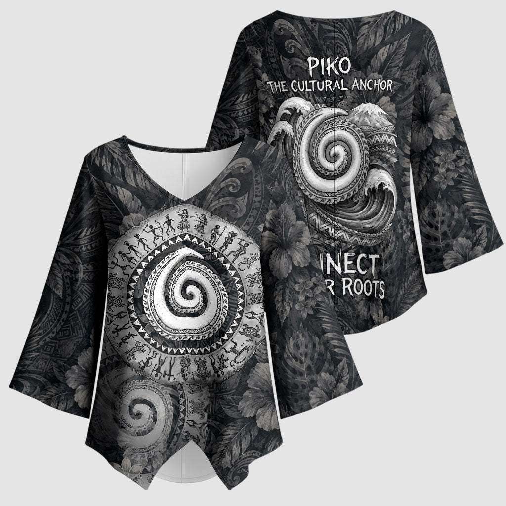 Hawaiian Piko Kimono Sleeve Blouse Cultural Anchor Connect Your Roots Ocean Waves